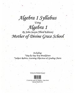 Algebra I Syllabus (Saxon 3rd Edition)