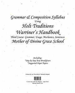 Grammar Syllabus (Holt Traditions)