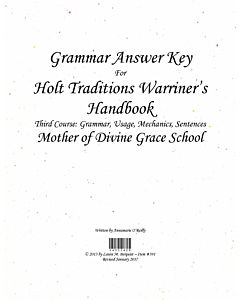Grammar Answer Key (using Holt Traditions)
